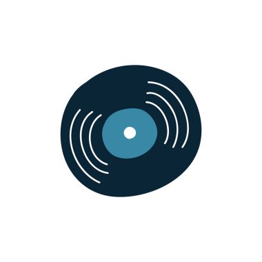 müzik tabağı karalama simgesi, vektör rengi çizimi