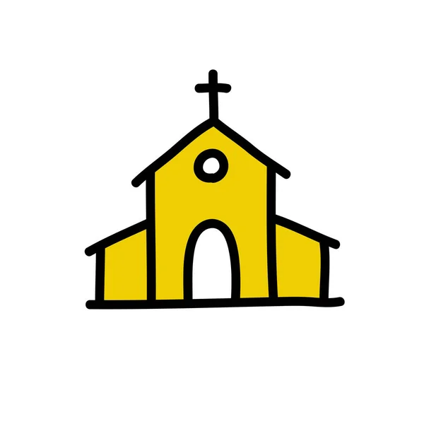 Icône Doodle Église Illustration Vectorielle Couleur — Image vectorielle