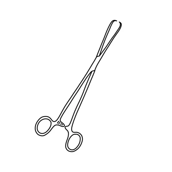 Schroeder Tenaculum Forceps Doodle Icono Ilustración Línea Vectorial — Vector de stock