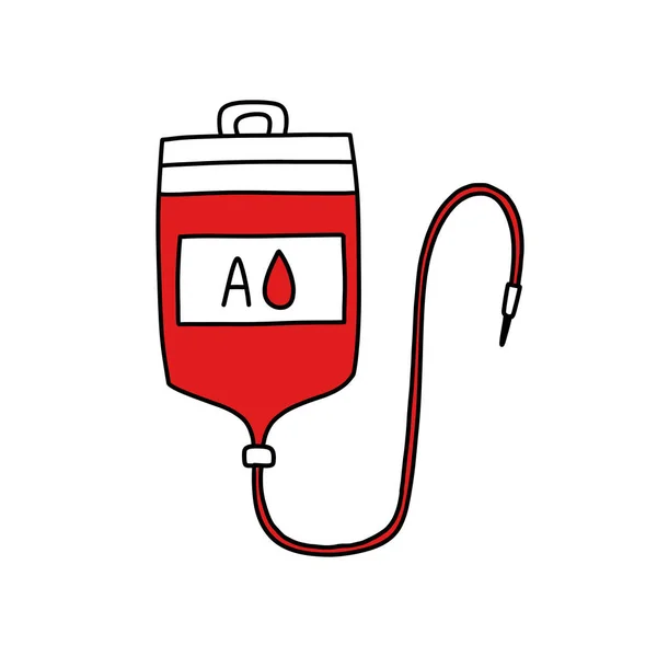 Bloed Transfusie Zak Doodle Pictogram Vector Kleur Illustratie — Stockvector