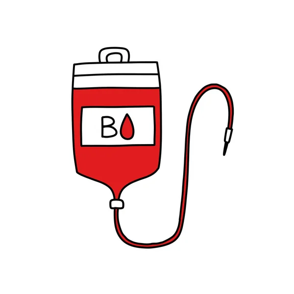 Doodle Τσάντα Μετάγγισης Αίματος Εικονίδιο Διανυσματική Έγχρωμη Απεικόνιση — Διανυσματικό Αρχείο
