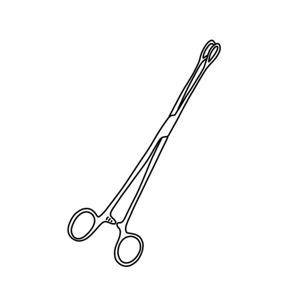 Spons Forceps Doodle Icoon Vector Lijn Illustratie — Stockvector