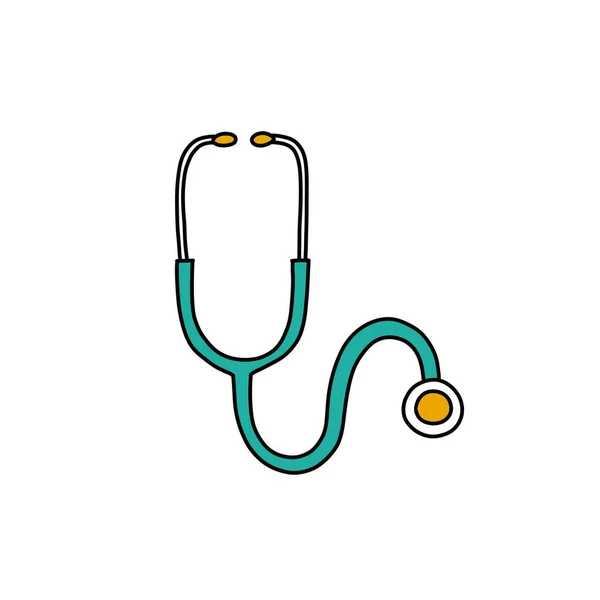 Icône Doodle Stéthoscope Illustration Vectorielle Couleur — Image vectorielle