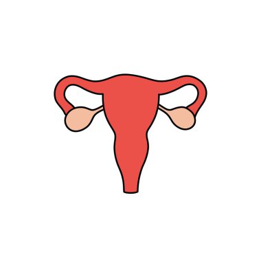 uterus doodle simgesi, vektör renk çizimi