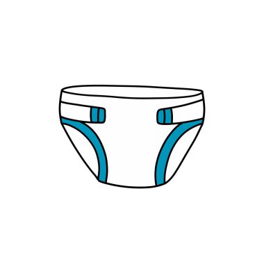 bebek bezi karalama simgesi, vektör rengi çizimi