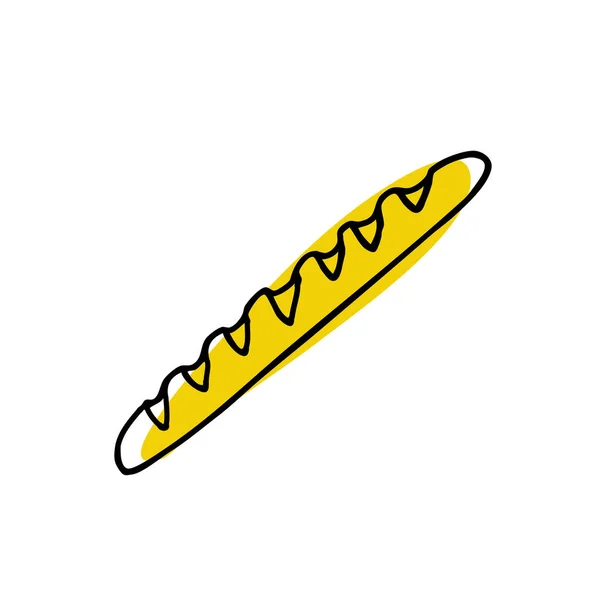 Baguette Doodle Symbol Vektorfarbabbildung — Stockvektor
