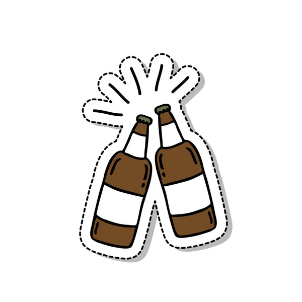 啤酒涂鸦图标 矢量彩色图片 — 图库矢量图片