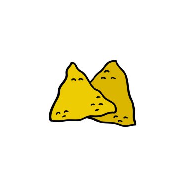 nachos doodle simgesi, vektör renk illüstrasyonu