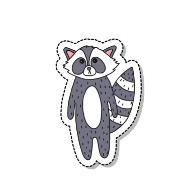 Rakun karalama simgesi, vektör rengi çizimi