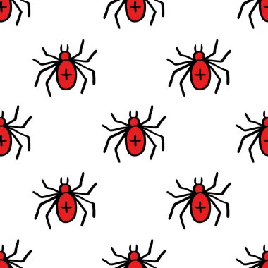 Örümcek dikişsiz karalama deseni, vektör renk çizimi