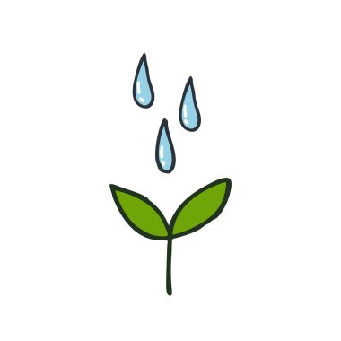 bitki karalama simgesi, vektör rengi çizimi