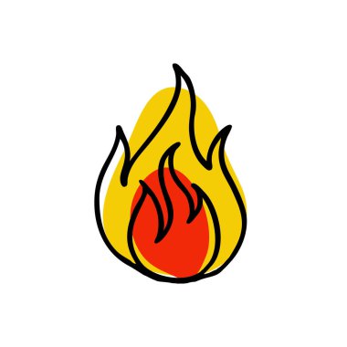 ateş karalama simgesi simgesi, vektör renk illüstrasyonu