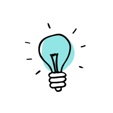 ampul karalama simgesi, vektör renk çizimi