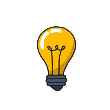 ampul karalama simgesi, vektör renk çizimi