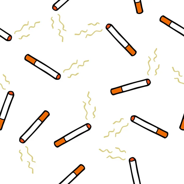 Padrão Doodle Sem Costura Cigarro Ilustração Cor Vetorial —  Vetores de Stock