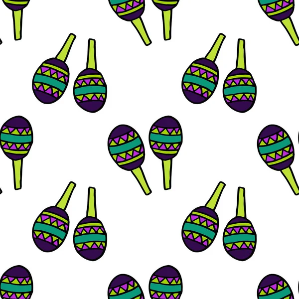 Maracas Motif Doodle Sans Couture Illustration Vectorielle Couleur — Image vectorielle