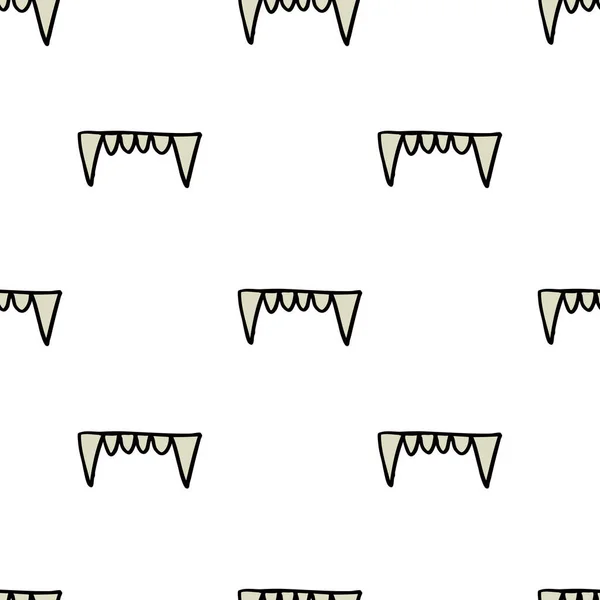 吸血鬼の歯のシームレスなドアパターンベクトルカラーイラスト — ストックベクタ