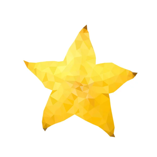 Icono Fruta Estrella Carambola Poligonal Ilustración Del Color Del Vector — Vector de stock