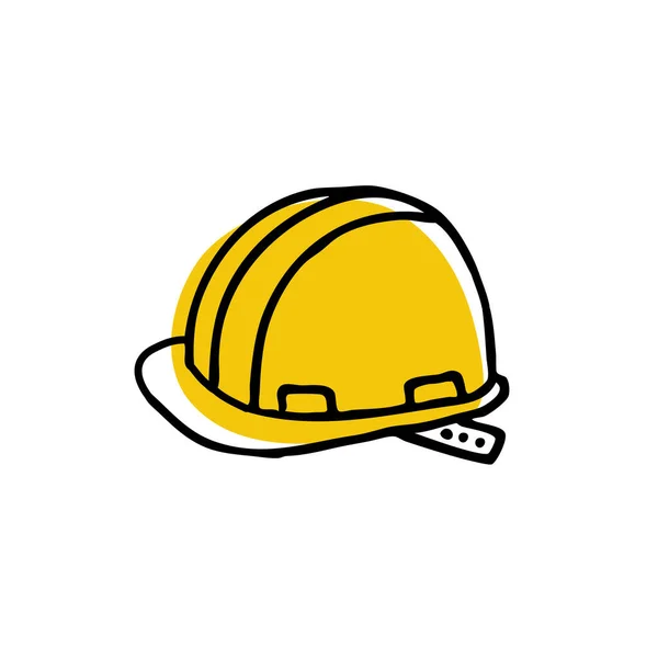 Construção Capacete Doodle Ícone Vetor Ilustração Cor —  Vetores de Stock