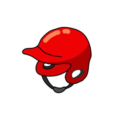 Beyzbol miğferi karalama simgesi, vektör rengi çizimi