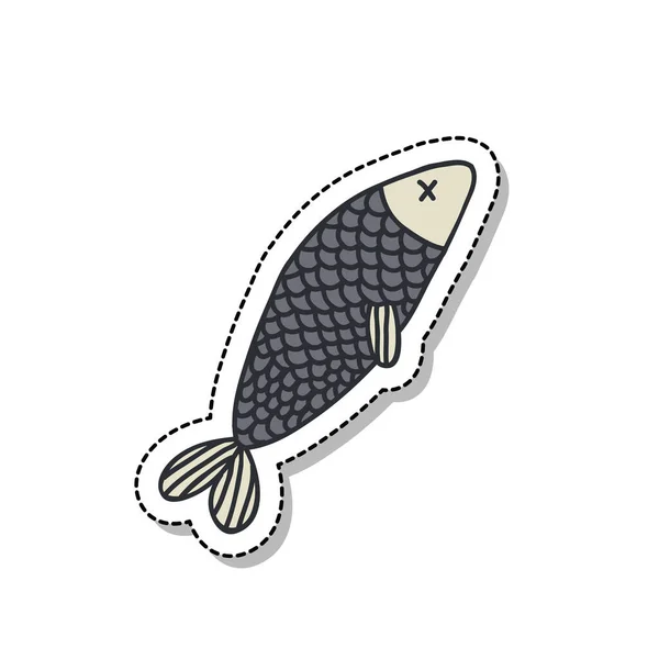 Риба Каракулі Значок Векторна Кольорова Ілюстрація — стоковий вектор