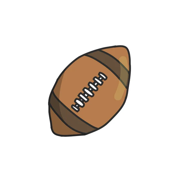 American Football Ball Doodle Symbol Vektorfarbabbildung — Stockvektor