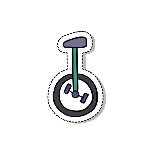 Circus Unicycle Doodle Icon Vector Color Illustration — Stock Vector