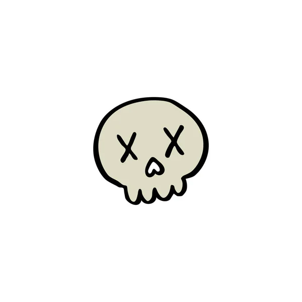 Skull Doodle Icon Vector Color Illustration — ストックベクタ