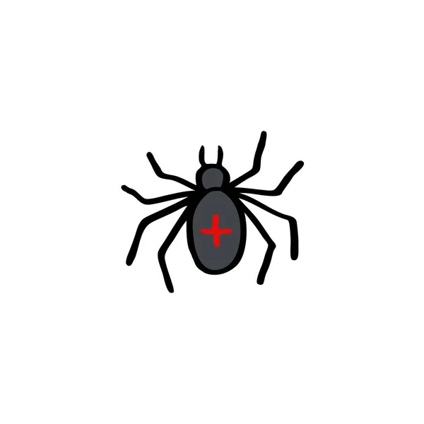 Spider Doodle Icon Vector Color Illustration — Stock Vector