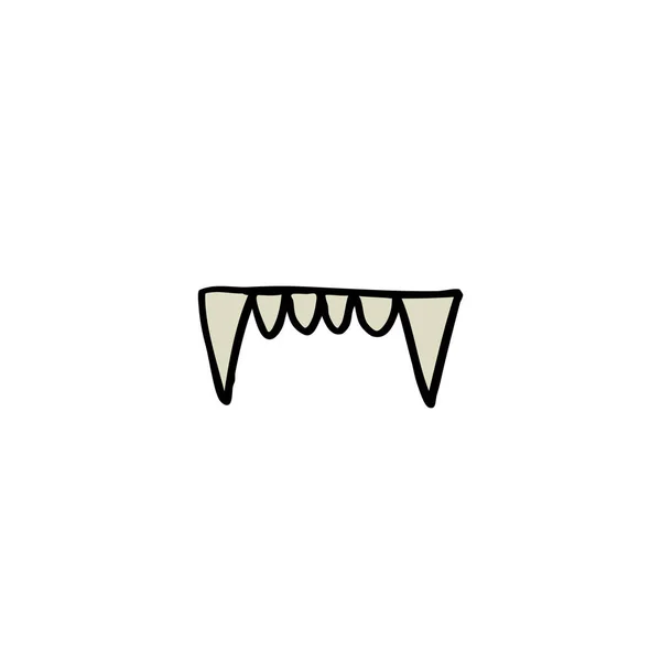 Vampirzähne Doodle Symbol Vektorfarbenillustration — Stockvektor