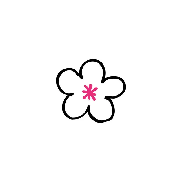 Icona Doodle Fiore Sakura Illustrazione Colori Vettoriale — Vettoriale Stock