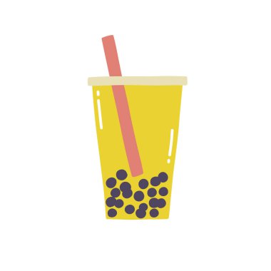 kabarcık çay doodle simgesi, vektör renk illüstrasyon