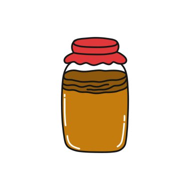 Kombucha doodle simgesi, vektör renk illüstrasyonu