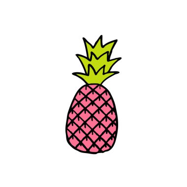 ananas karalama simgesi, vektör renk çizimi