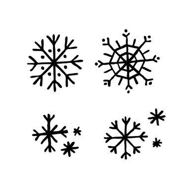 Kar Taneleri karalama simgesi, vektör rengi çizimi