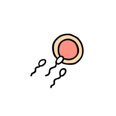 sperm ve ovum karalama simgesi, vektör renk çizimi