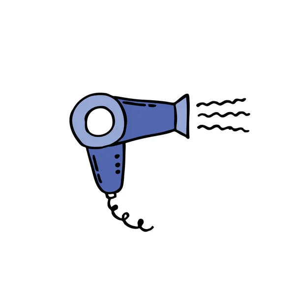 Hair Dryer Doodle Icon Vector Color Illustration — Stock Vector