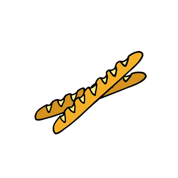 Baguette Doodle Symbol Vektorfarbabbildung — Stockvektor