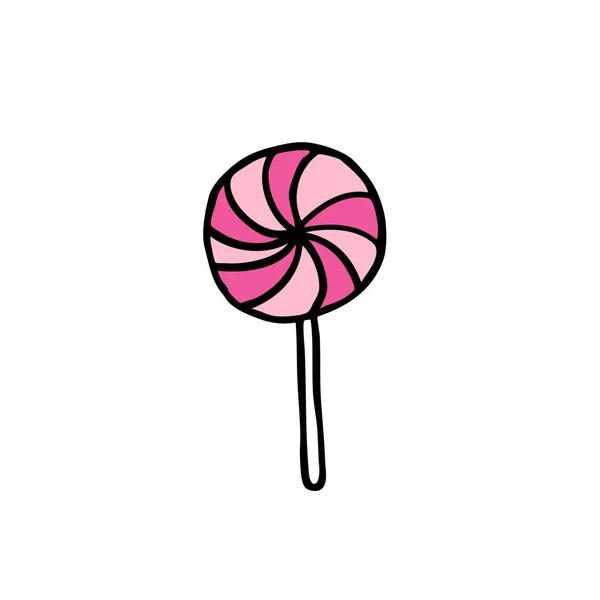 Süßigkeiten Doodle Symbol Vektorfarbenillustration — Stockvektor