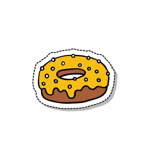 Donut Doodle Symbol Vektorfarbenillustration — Stockvektor