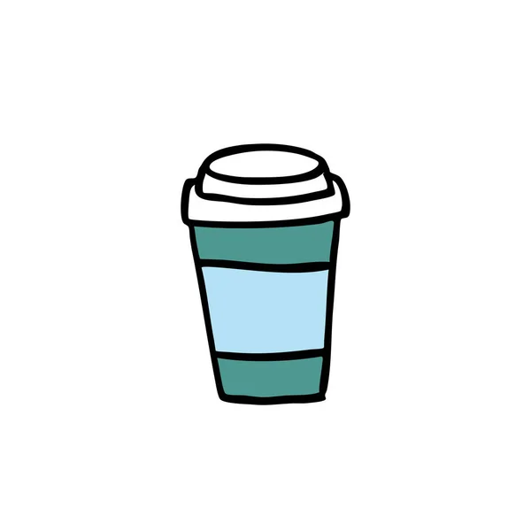 Take Away Coffee Cup Doodle Icon Vector Color Illustration — Stock Vector