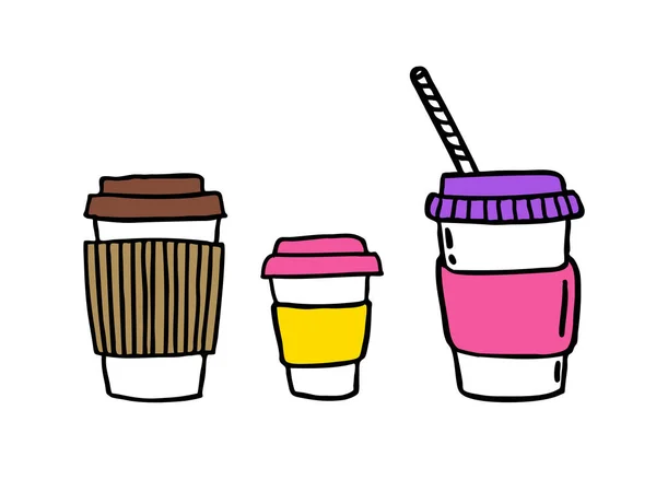 Tirar Xícara Café Doodle Ícone Ilustração Cor Vetorial — Vetor de Stock