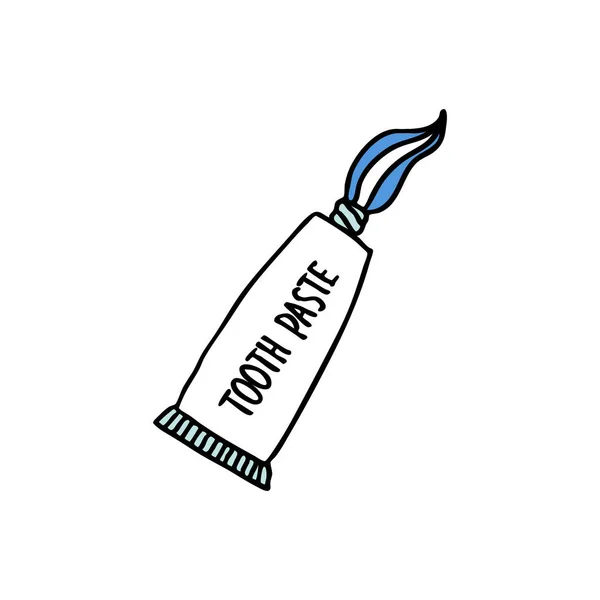 Zahnpasta Doodle Symbol Vektorfarbabbildung — Stockvektor