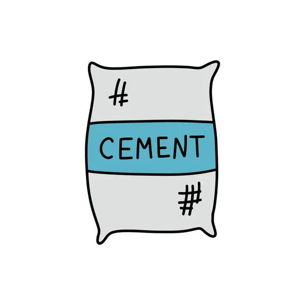 Ikona Worek Cementu Doodle Wektor Kolor Ilustracji — Wektor stockowy