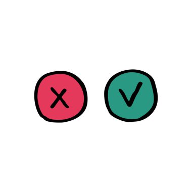 İşaretleme karalama simgesini, vektör renk illüstrasyonunu kontrol et