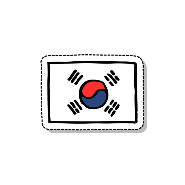 Прапор Південної Кореї Doodle Icon Vector Color Illustration — стоковий вектор