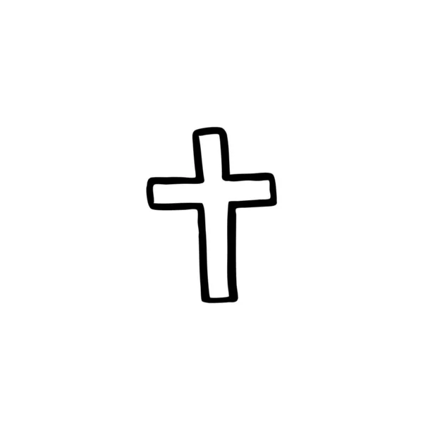 Christian Cross Doodle Εικονίδιο Διανυσματική Έγχρωμη Απεικόνιση — Διανυσματικό Αρχείο