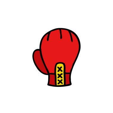 Boks eldiveni karalama simgesi, vektör rengi çizimi