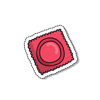 prezervatif doodle simgesi, vektör renk illüstrasyon