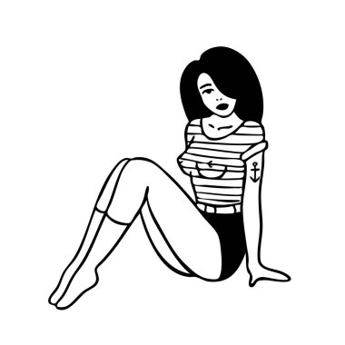 Geleneksel dövme flaşı, vektör rengi illüstrasyonu